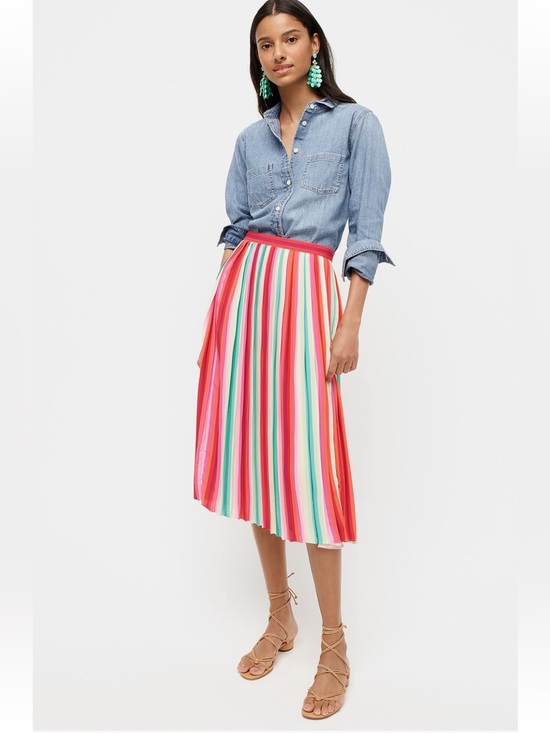 J. Crew Dresses & Skirts - J.Crew J. crew Watermelon Stripe Pleat Skirt pleated pull on skirt size 10 NWT